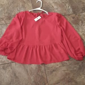 Express Red Peplum Blouse sz M